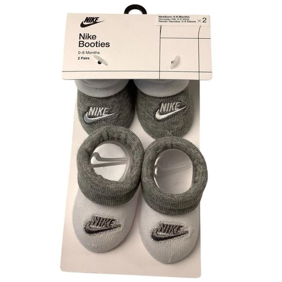 2 Pair Nike Booties Newborn Size 0-6 Months Gray - Picture 1 of 3